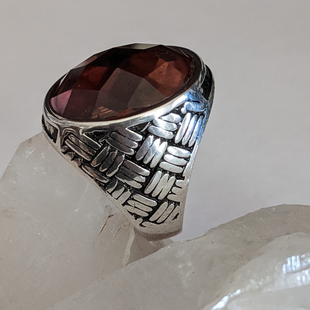 Green & Orange Alexandrite, 925 Silver Men's Ring - Picture 5 of 9